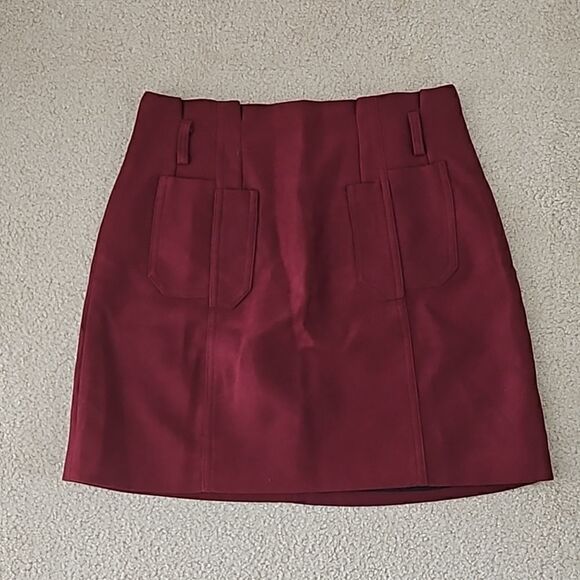 Boutique Migu Mini Skirt With 2 Front Pockets S Burgundy Y2K Preppy - Picture 1 of 6